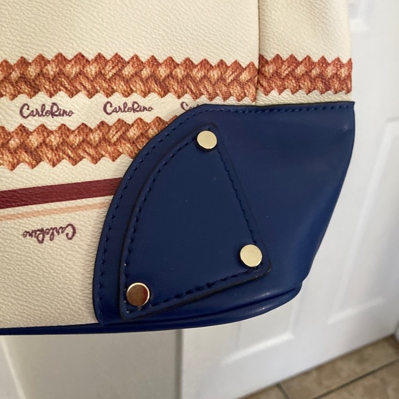 Carlorino Blue and White Women's Tote Bag - Picture 6 of 8